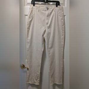 Paige Denim Drew High Rise Straight Leg Jean Pants, Quartz Sand White - Size 30